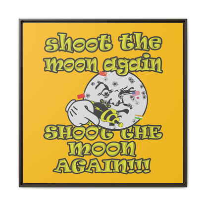 shoot the moon again - framed canvas art (yellow)