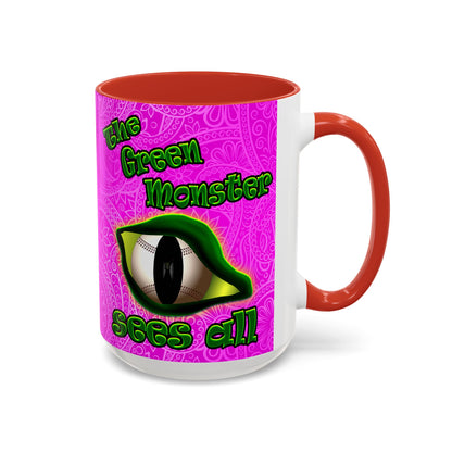 green monster - Accent Mug (pink swirl)