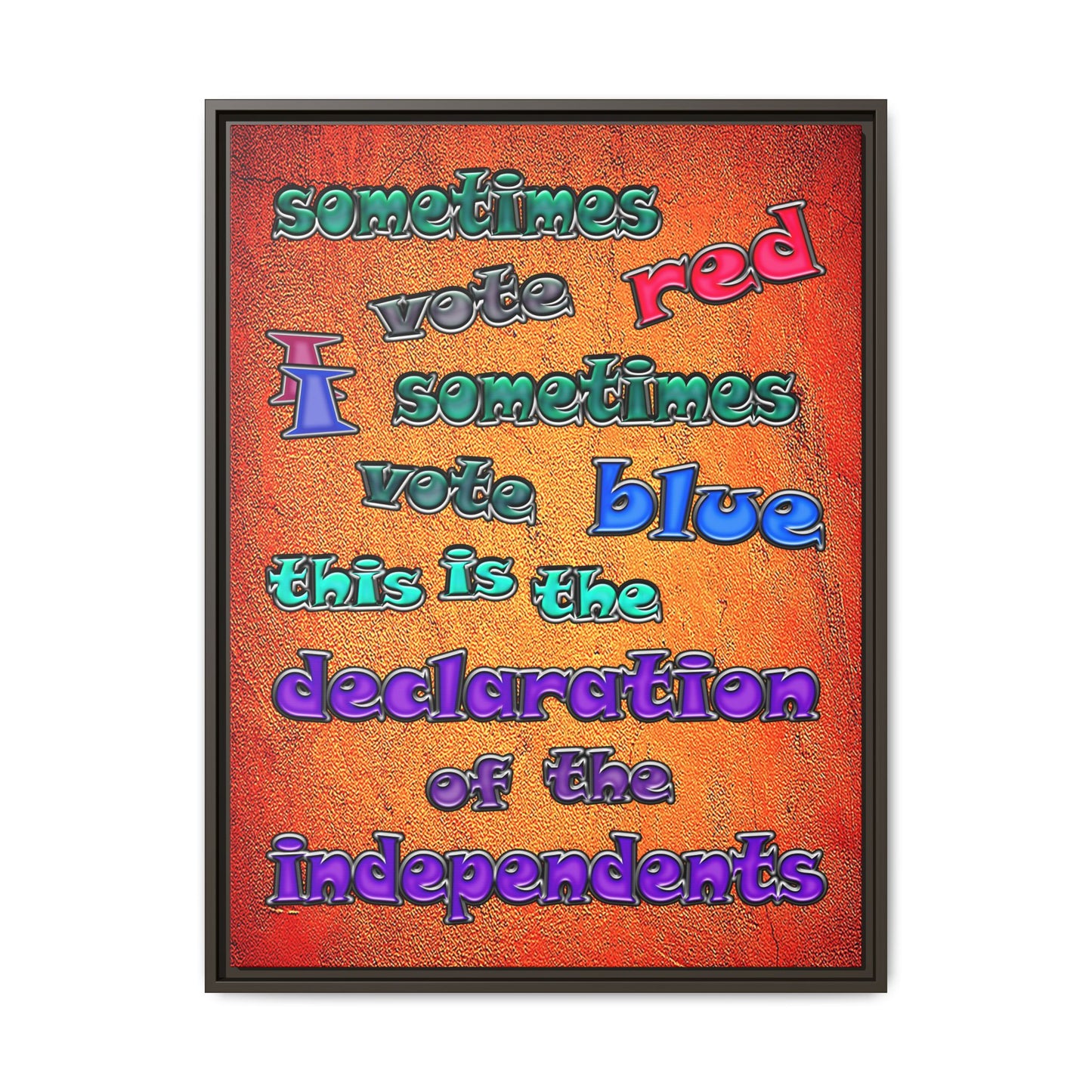 declaration of the independents - framed canvas art (burnt orange)