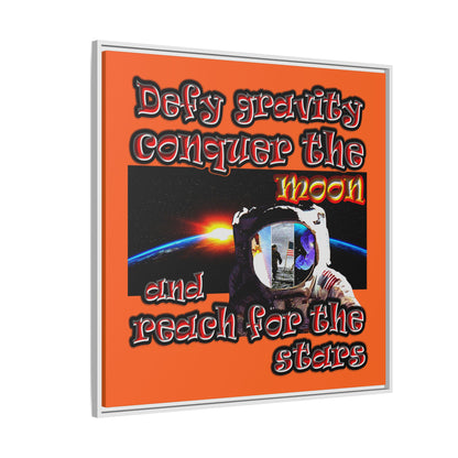 defy conquer reach - framed canvas art (orange)