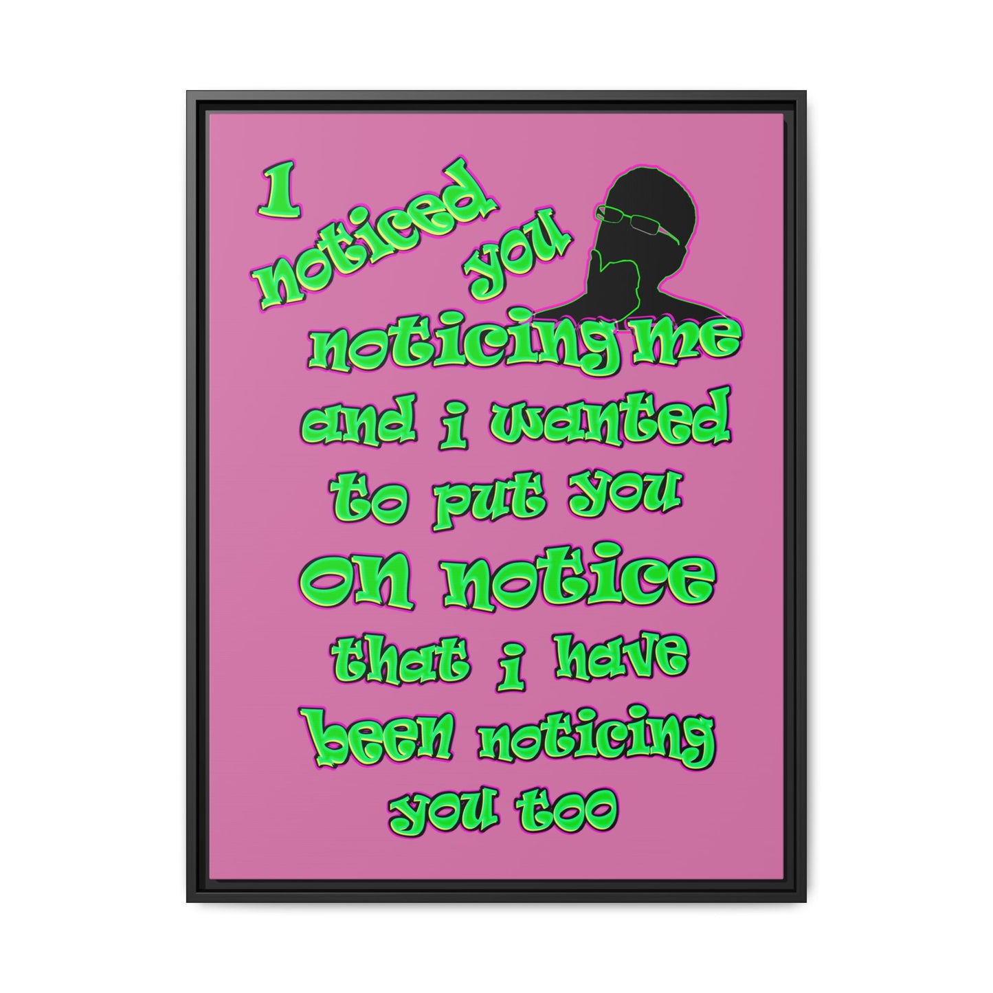 noticed you noticing - framed canvas art (light pink)