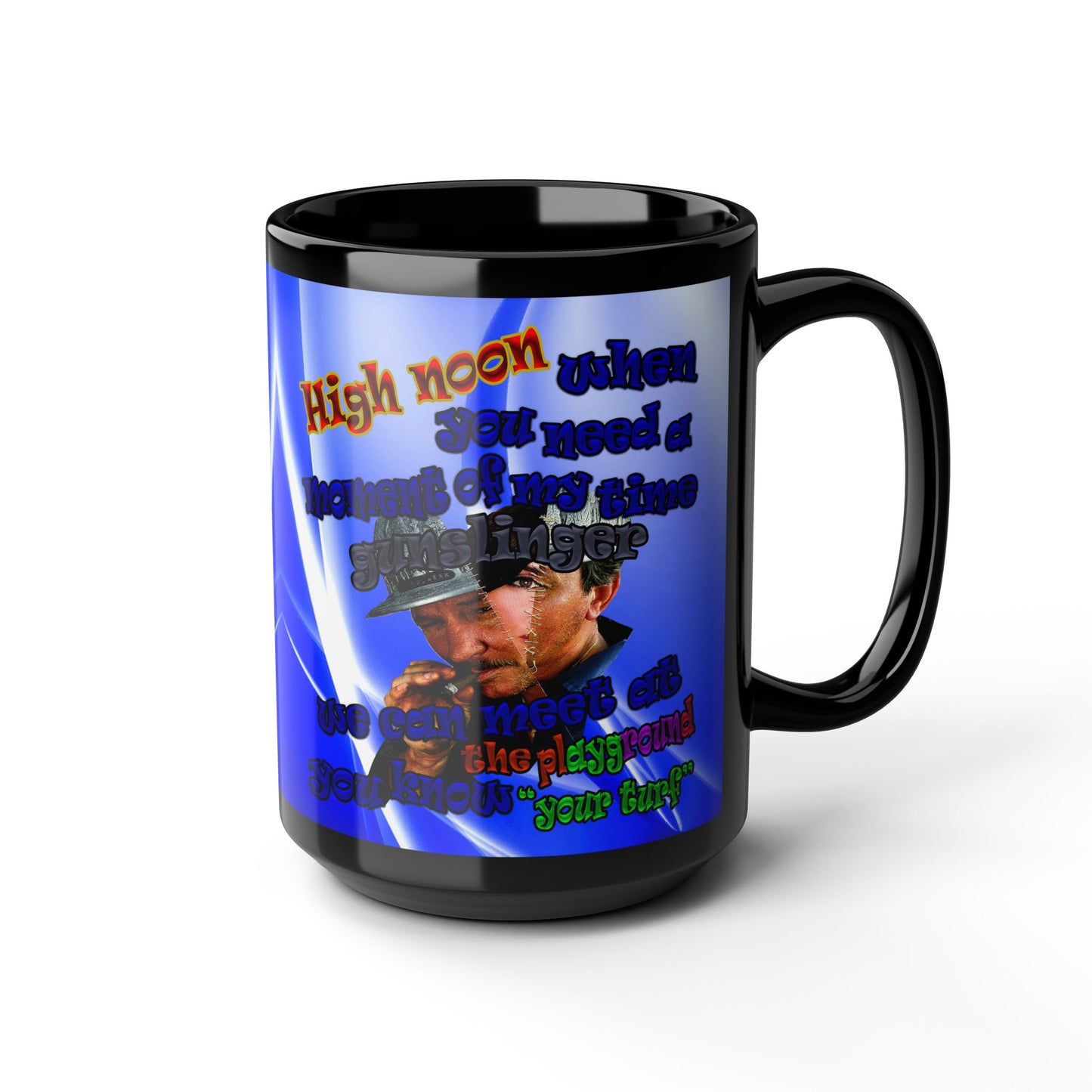 high noon - Black Mug (blue-white wave)