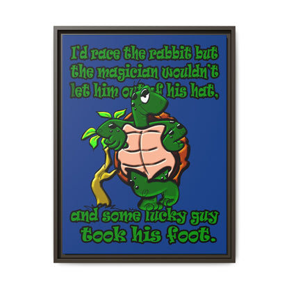 turtle race - framed canvas art (dark blue)