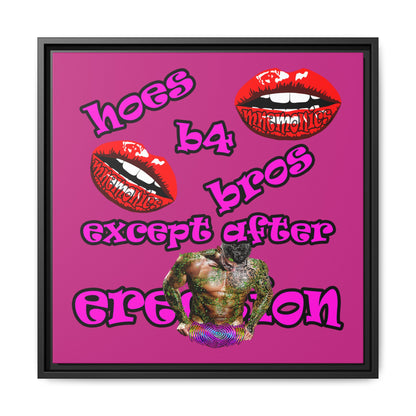 hoes b4 bros - framed canvas art (pink)