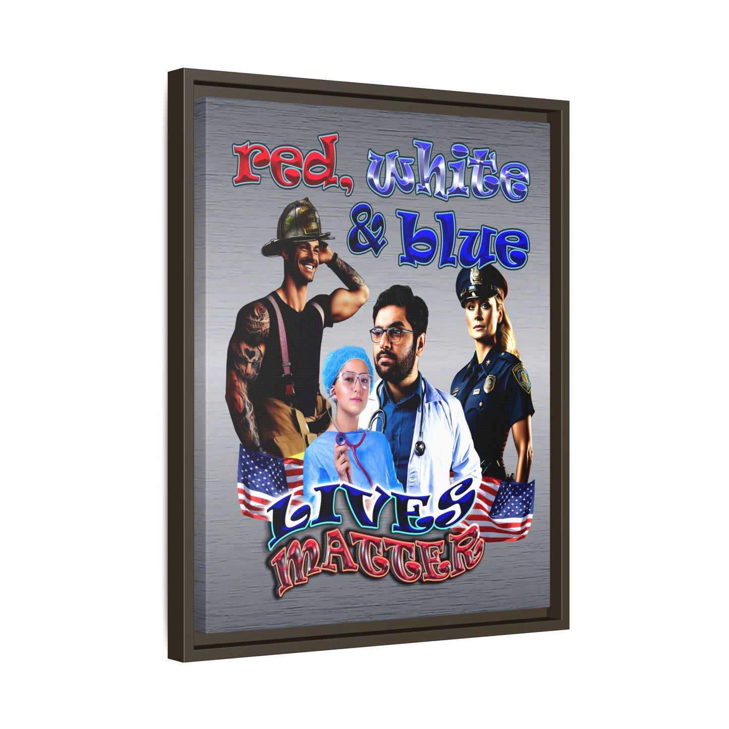 rw&b lives matter - framed canvas art (brushed nickel)
