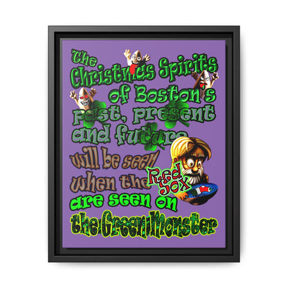 christmas spirits of boston - framed canvas art (light purple)