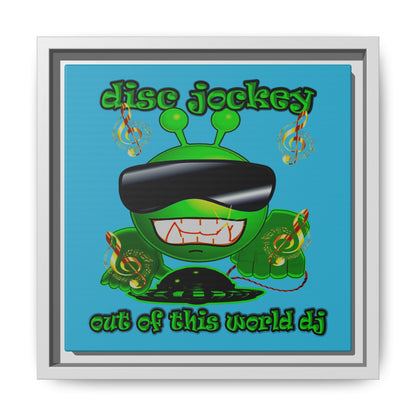 disc jockey - framed canvas art (turquoise)