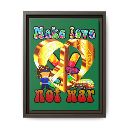 love peace - framed canvas art (dark green)