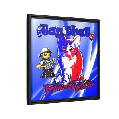 tag that - framed canvas art (blue-white wave)