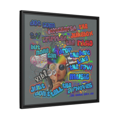 drop the beat - framed canvas art (dark grey)