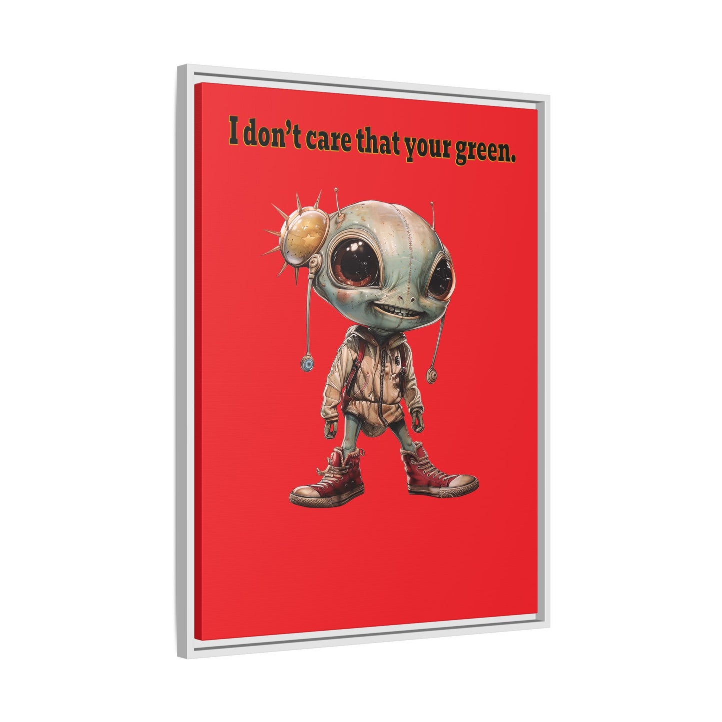 I don't care that your green - framed canvas art (red)