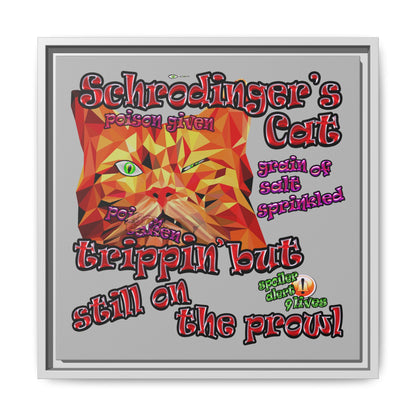 schrodinger's cat - framed canvas art (light grey)