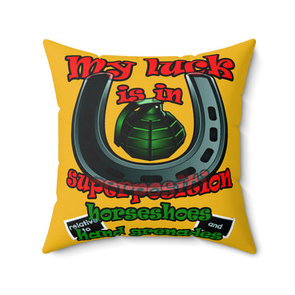 my luck - Faux Suede Square Pillow - (yellow)