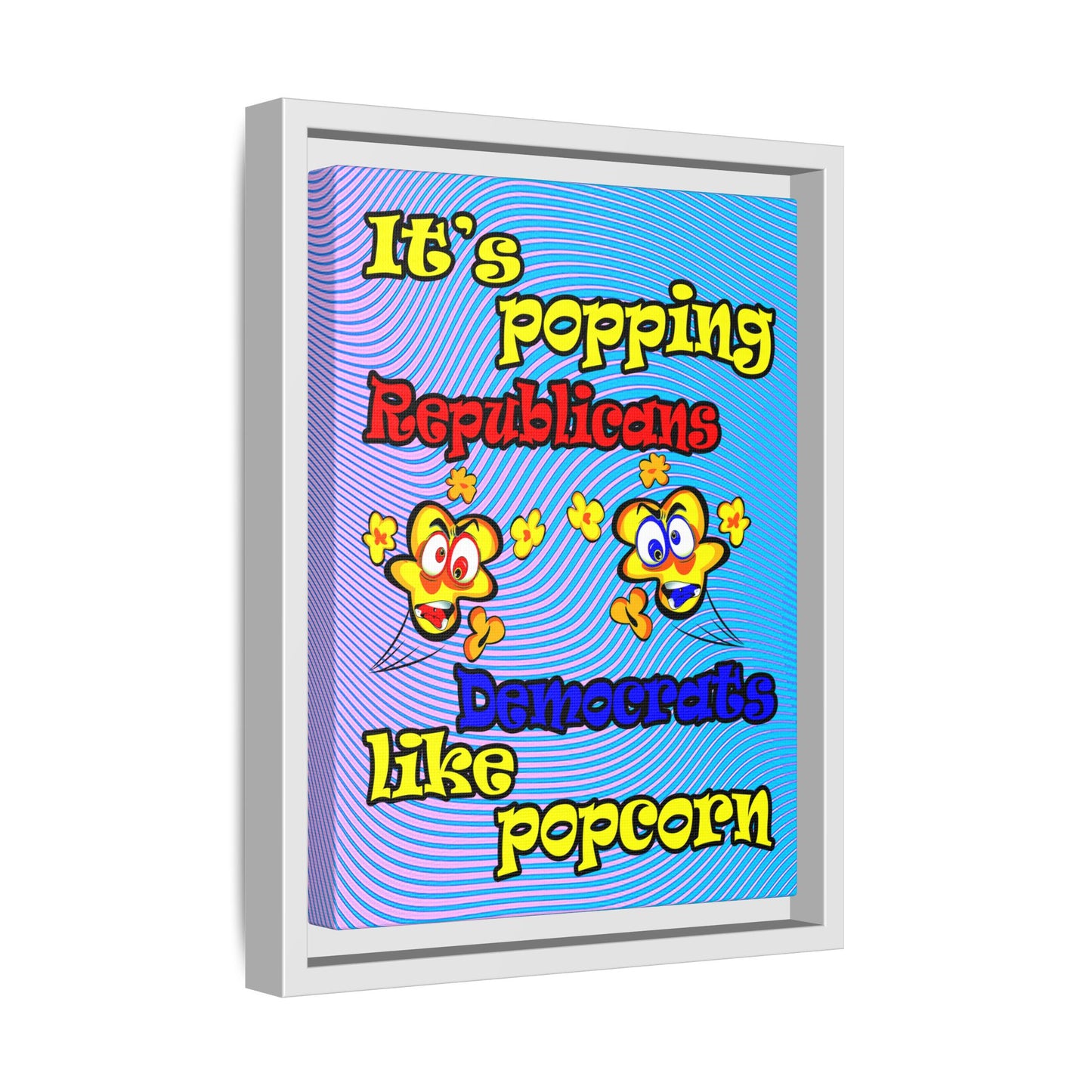 popping like popcorn - framed canvas art (light blue-purple wave)