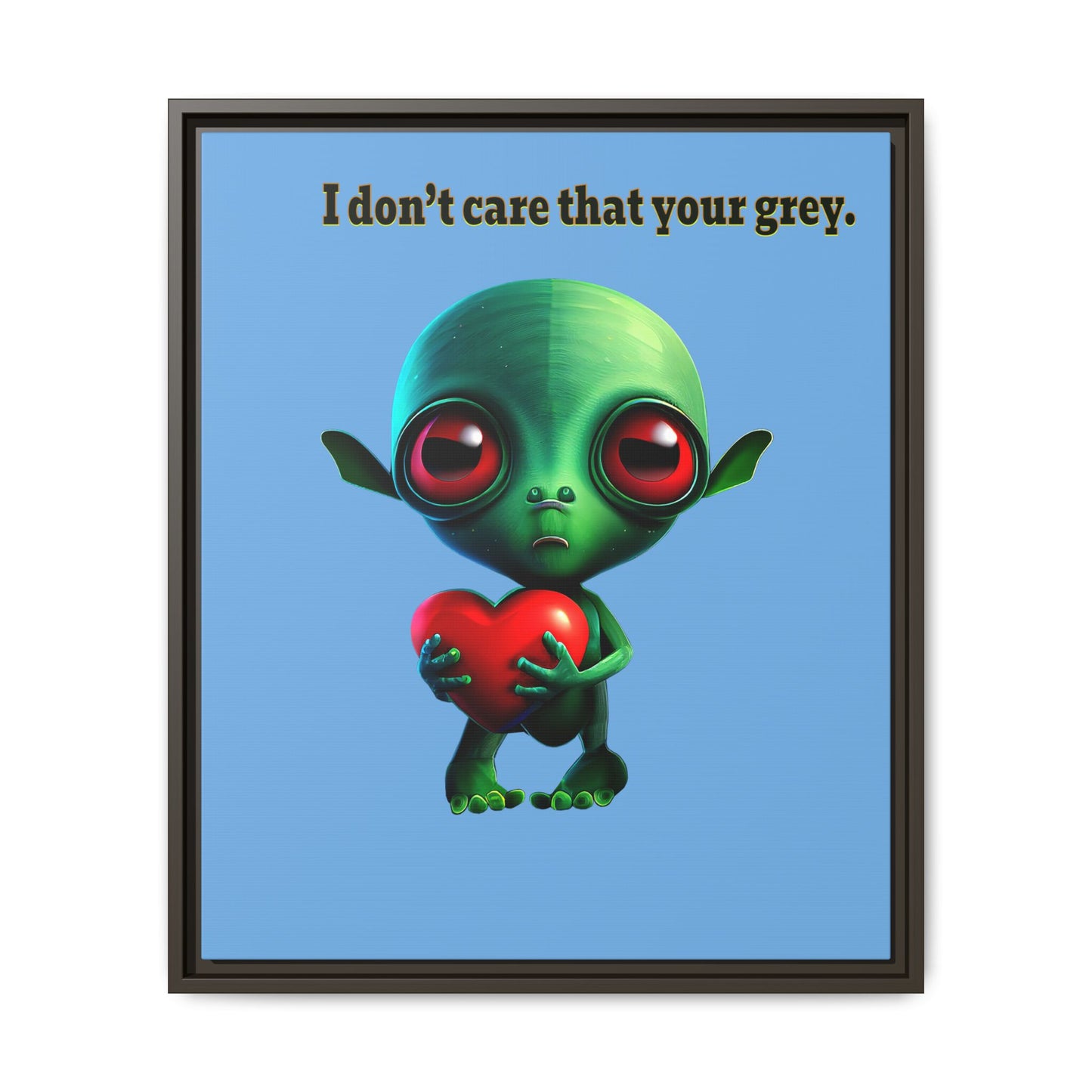I don't care that your grey - framed canvas art (light blue)