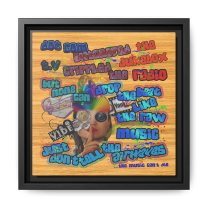 drop the beat - framed canvas art (butterscotch wood finish)