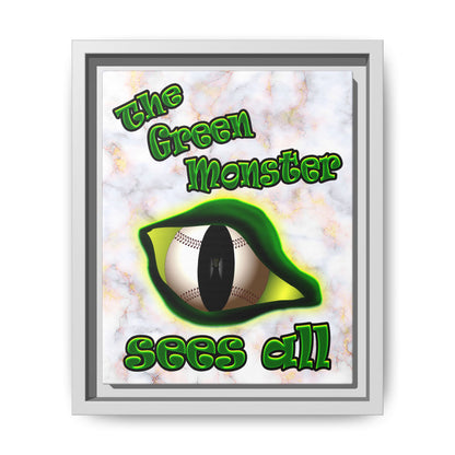 green monster - framed canvas art (white marble)