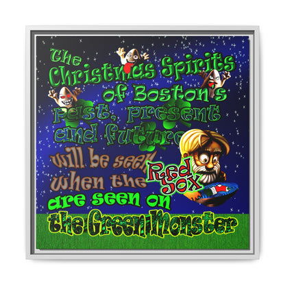 christmas spirits of boston - framed canvas art ('snoops' background)