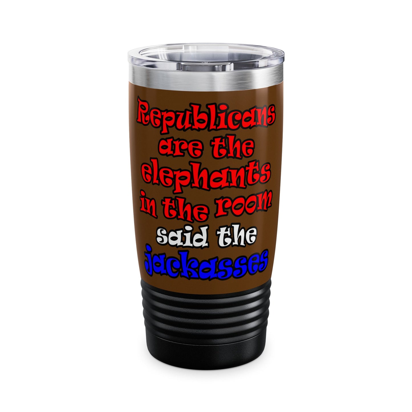 donkeys and elephants - Ringneck Tumbler, 20oz (brown)