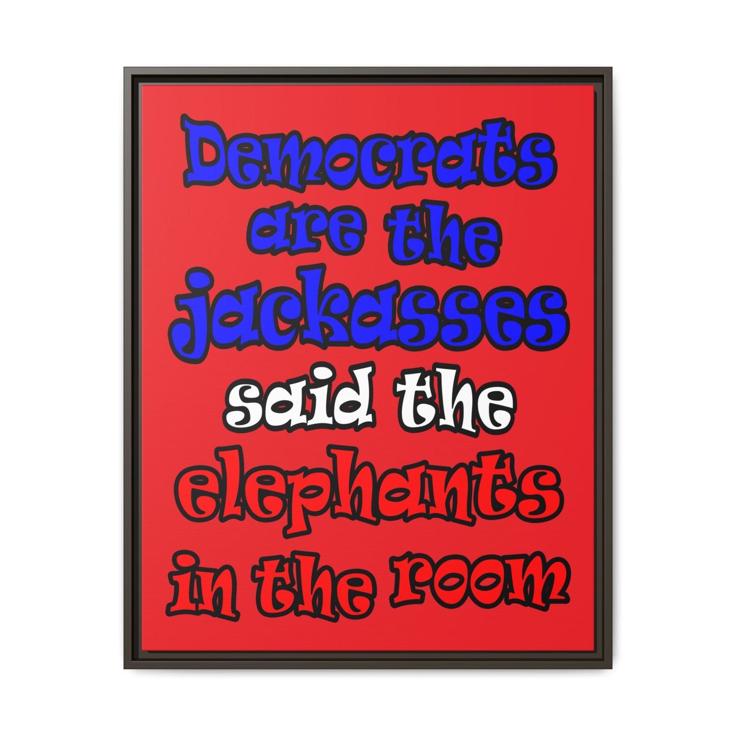 donkeys and elephants - framed canvas art (red)