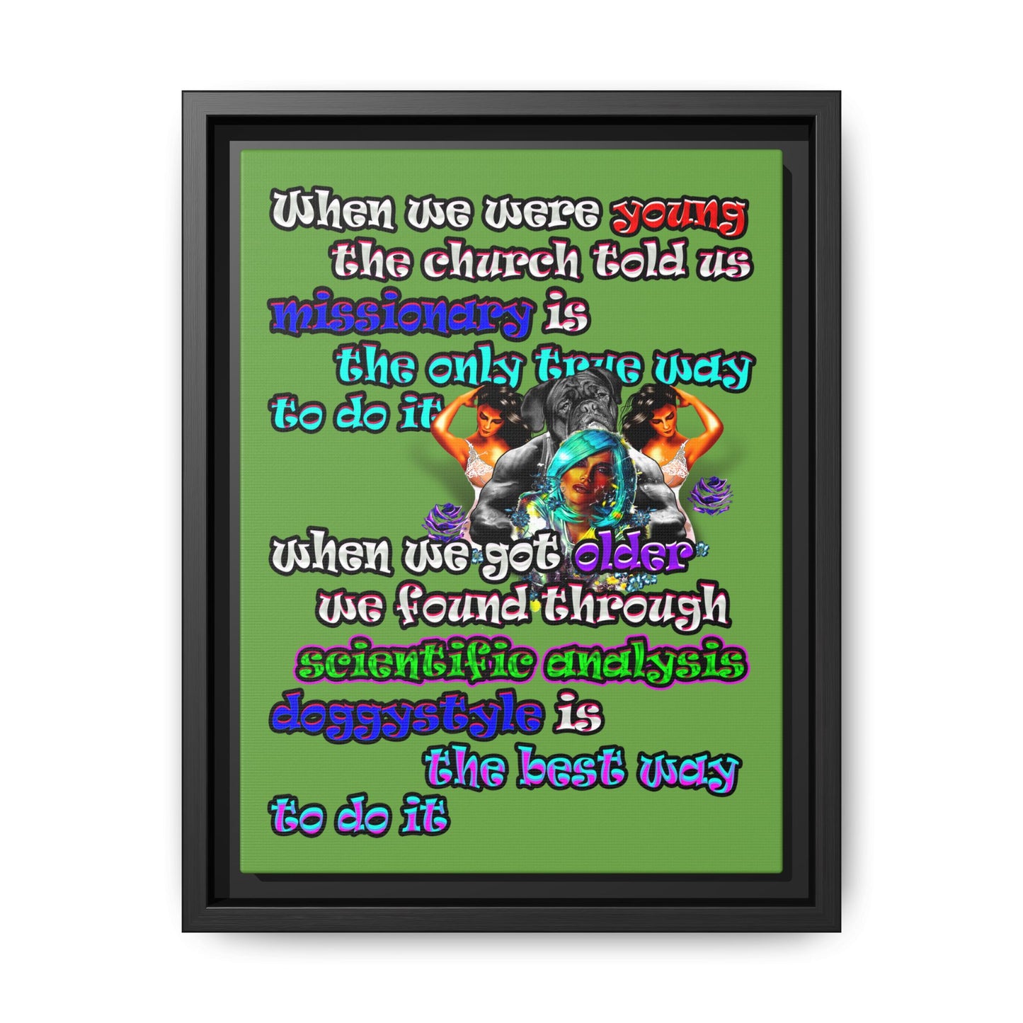 doggystyle - framed canvas art (green)