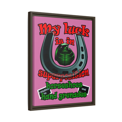 my luck - framed canvas art (light pink)