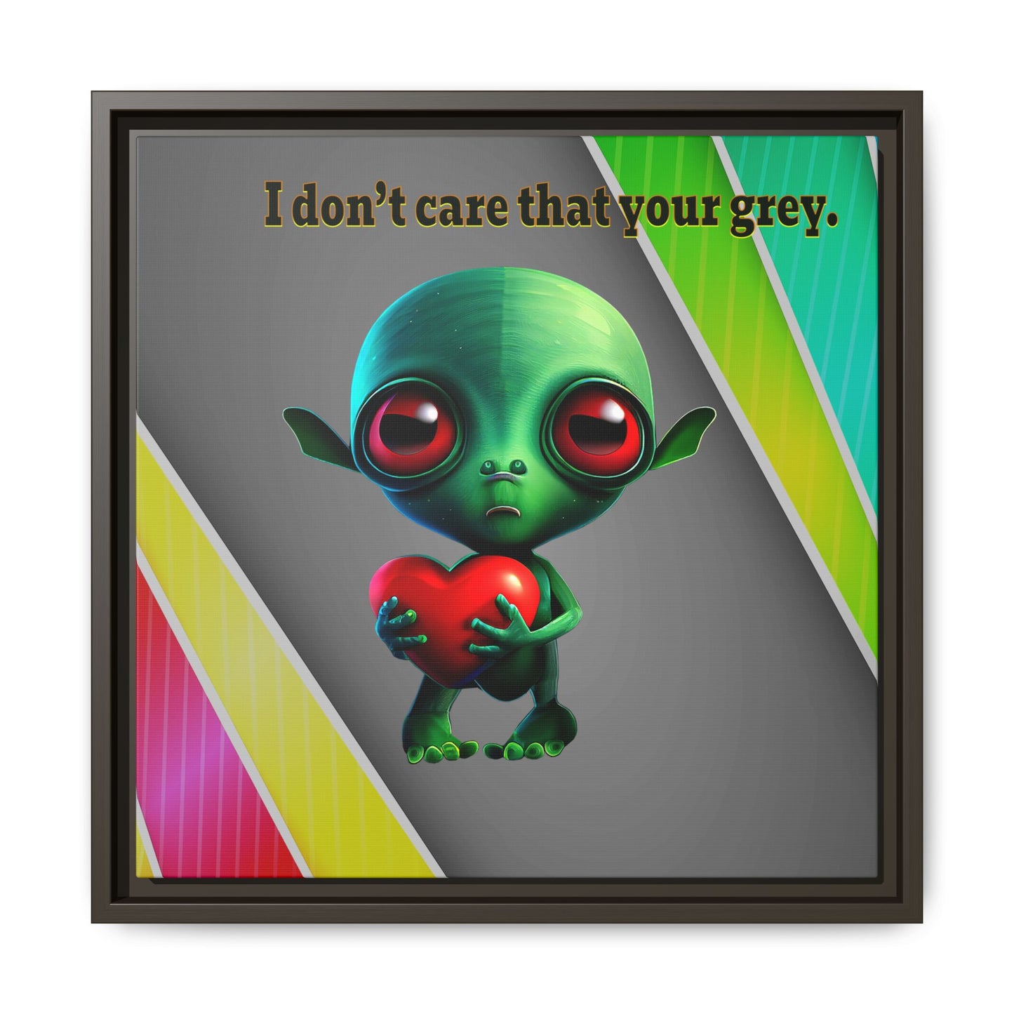 I don't care that your grey - framed canvas art (rainbow split)