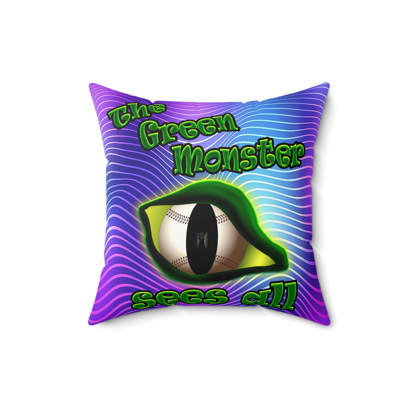 green monster - Faux Suede Square Pillow - (purple wave)