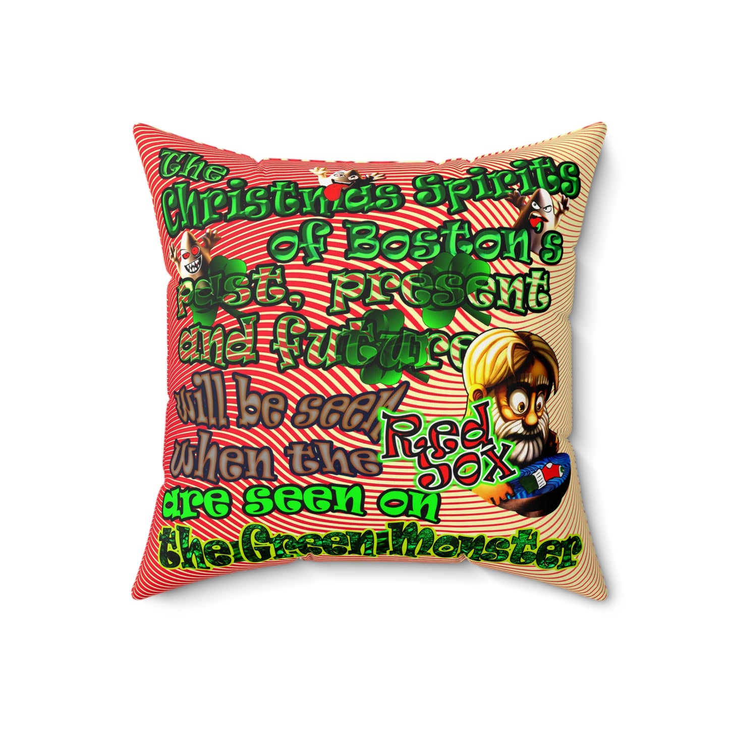 christmas spirits of boston - Faux Suede Square Pillow - (yellow-orange wave)