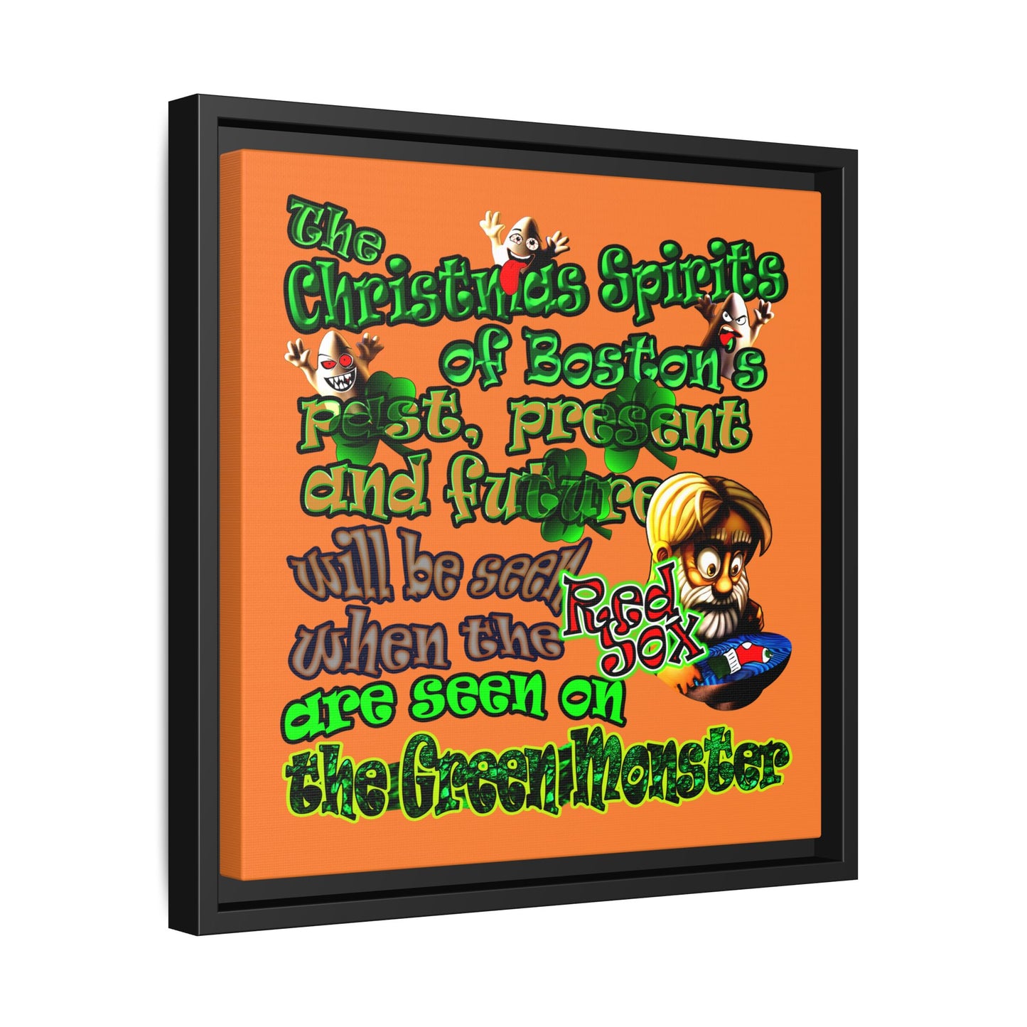 christmas spirits of boston - framed canvas art (crusta)
