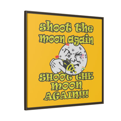 shoot the moon again - framed canvas art (yellow)