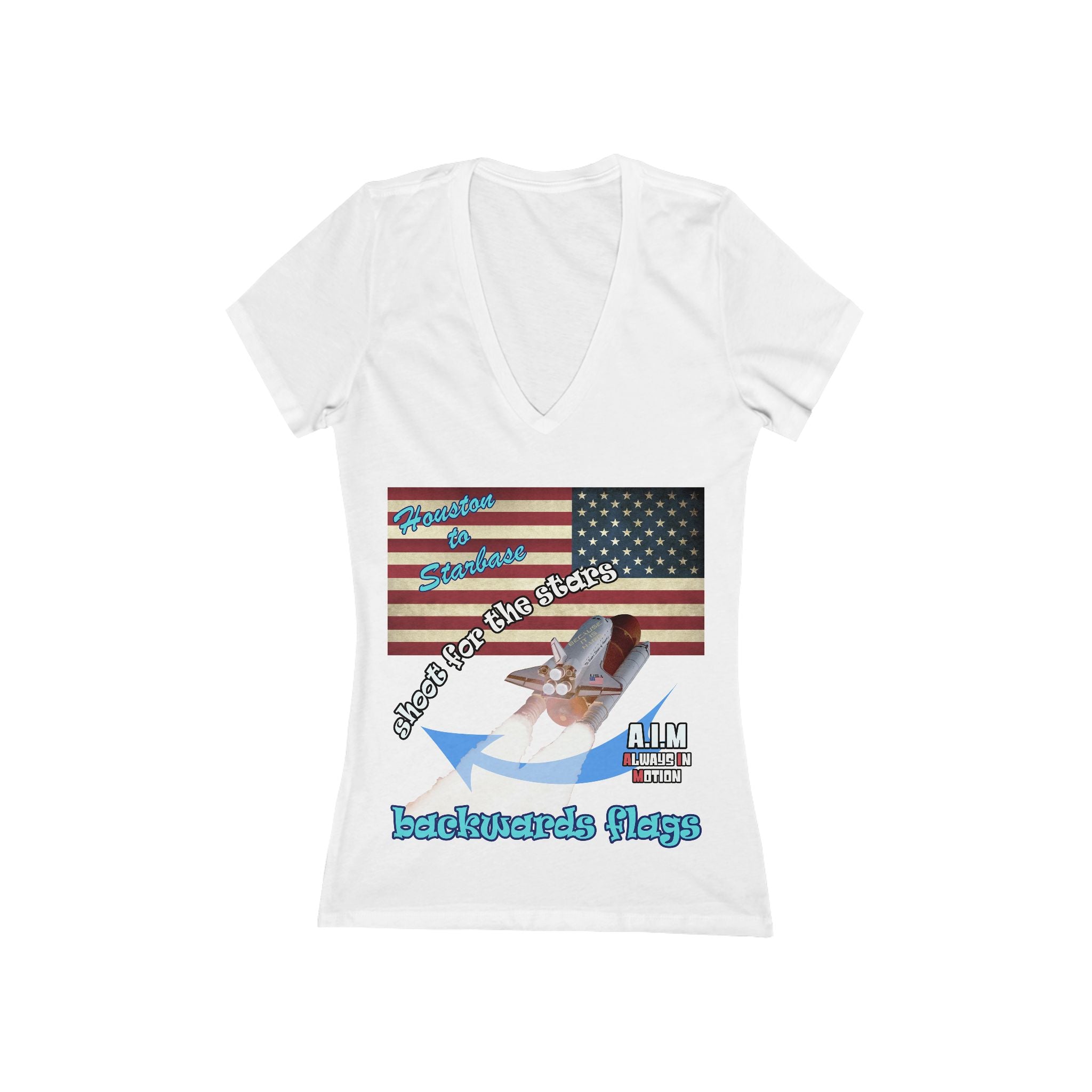 shoot for the stars - Women's Jersey Short Sleeve Deep V-Neck Tee