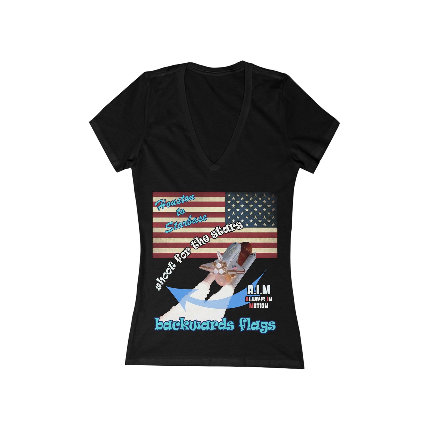 shoot for the stars - Women's Jersey Short Sleeve Deep V-Neck Tee