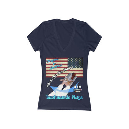 shoot for the stars - Women's Jersey Short Sleeve Deep V-Neck Tee
