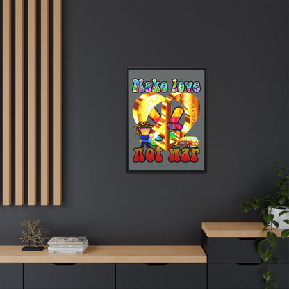 love peace - framed canvas art (dark grey)