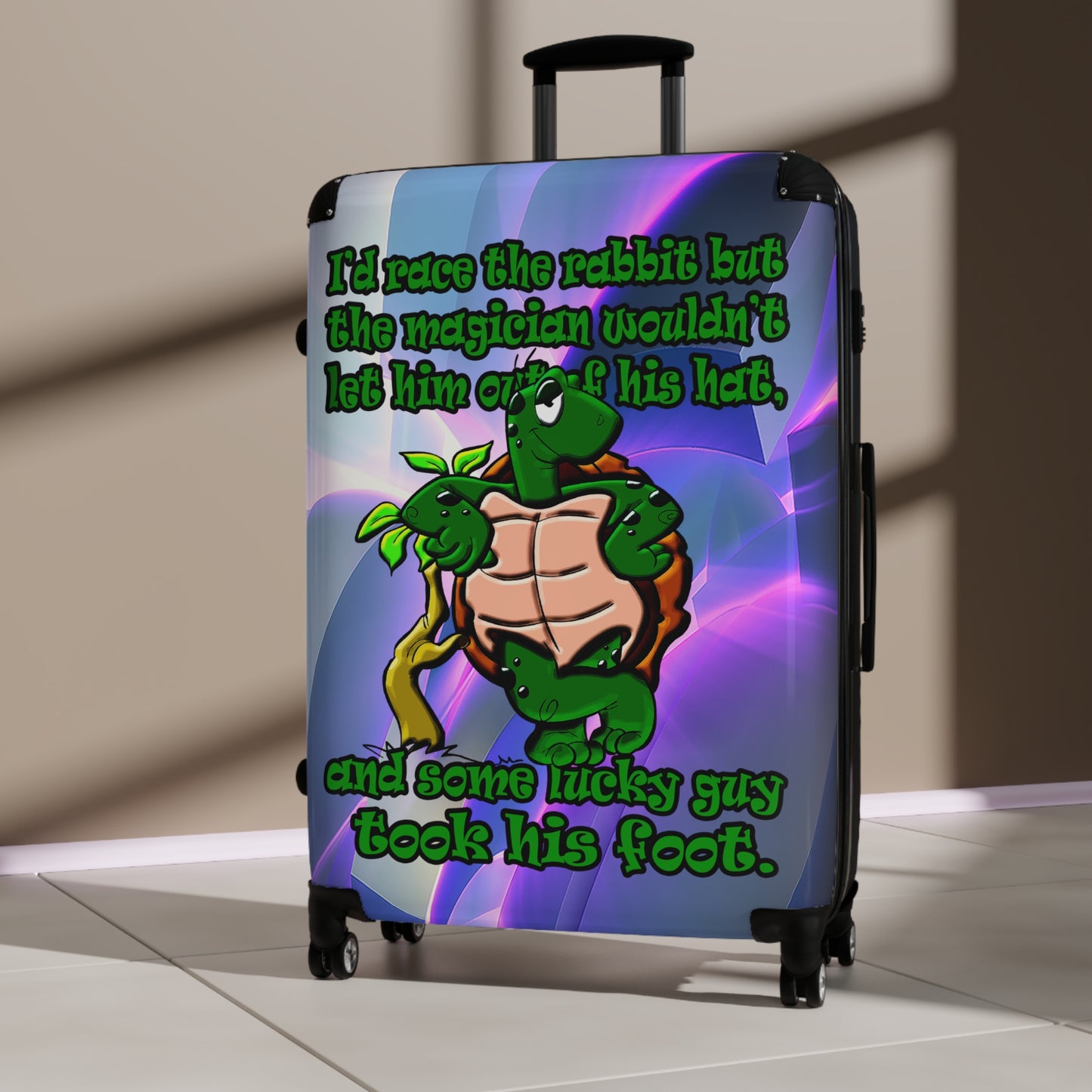 turtle race - Suitcase (grey-pink wave)