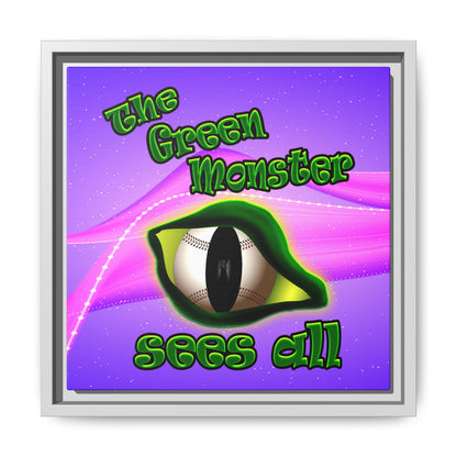green monster - framed canvas art (purple-pink wave)