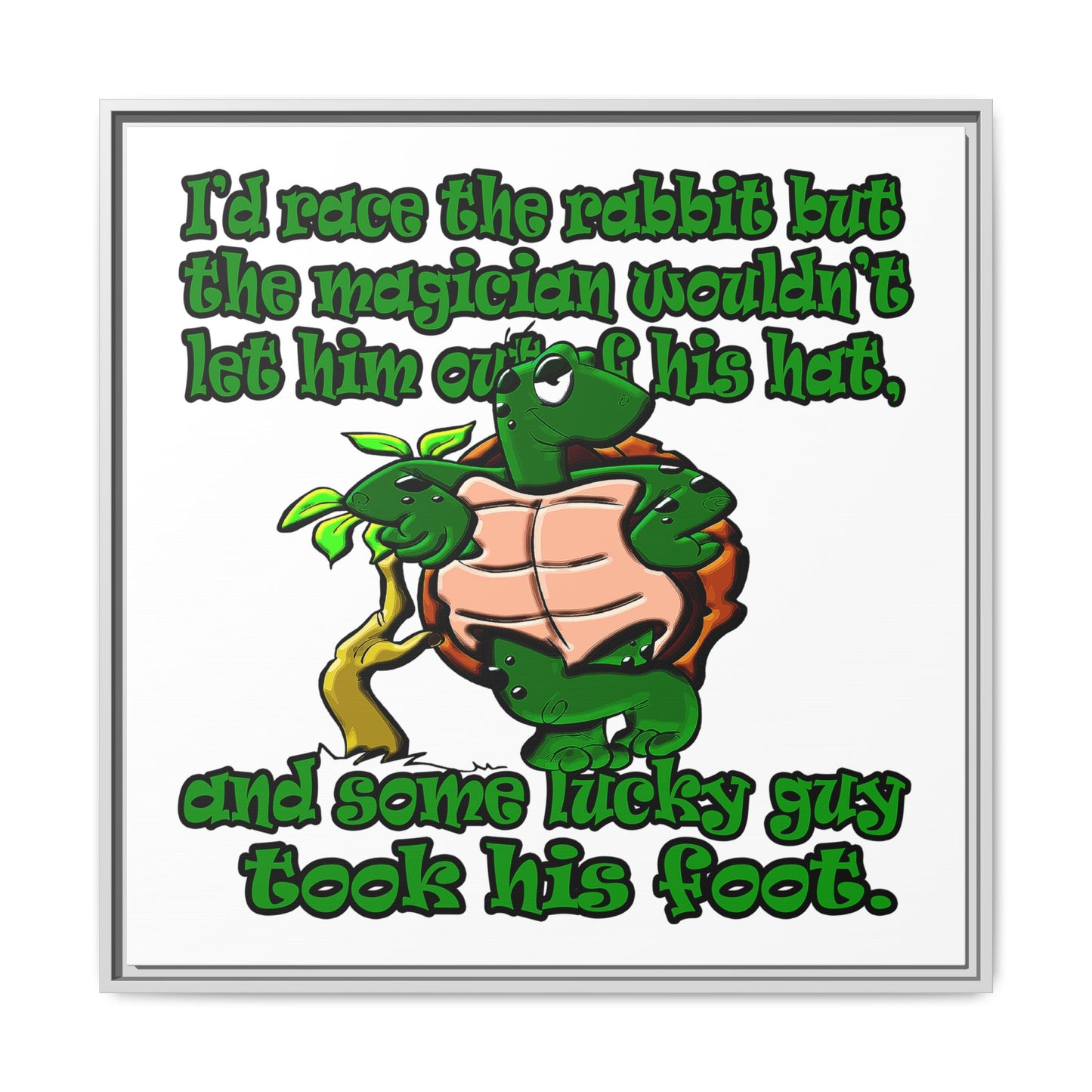 turtle race - framed canvas art (white)