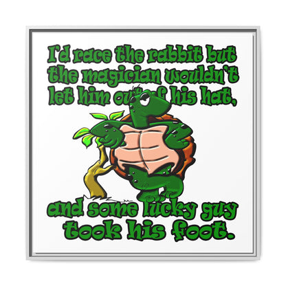 turtle race - framed canvas art (white)