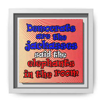 donkeys and elephants - framed canvas art (yellow-orange wave)