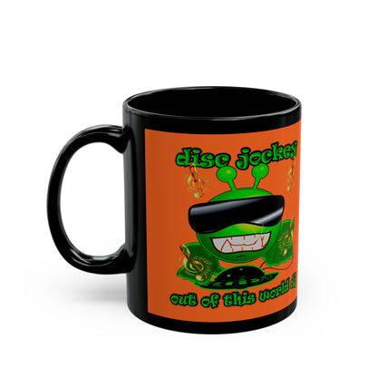 disc jockey - Black Mug (orange)