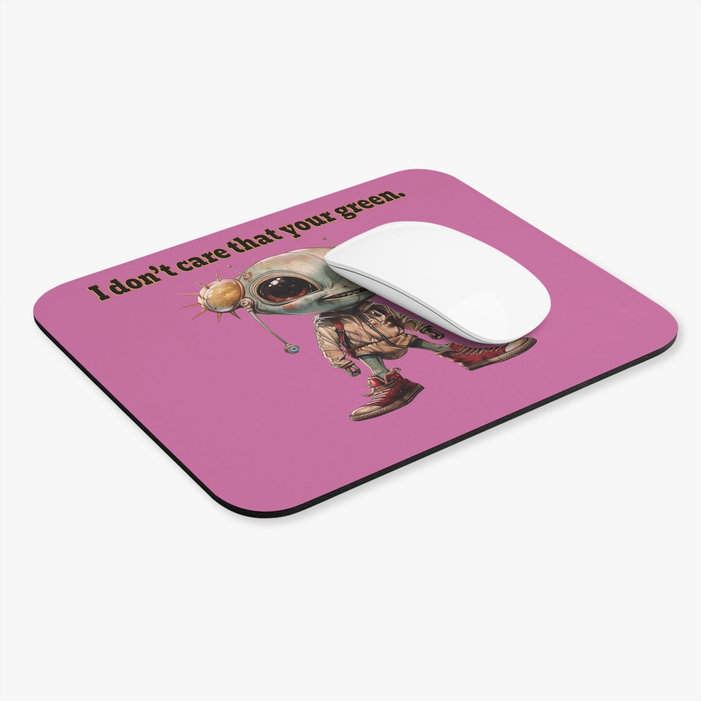 I don't care that your green - Mouse Pad (Rectangle) (light pink)