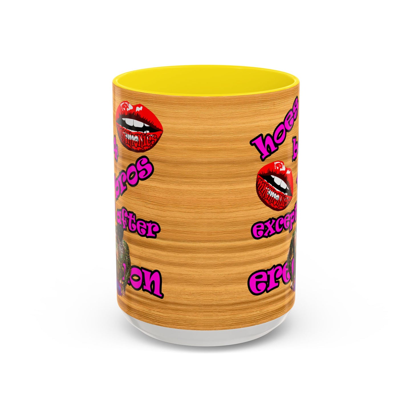 hoes b4 bros - Accent Mug (butterscotch wood finish)