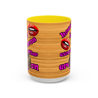 hoes b4 bros - Accent Mug (butterscotch wood finish)