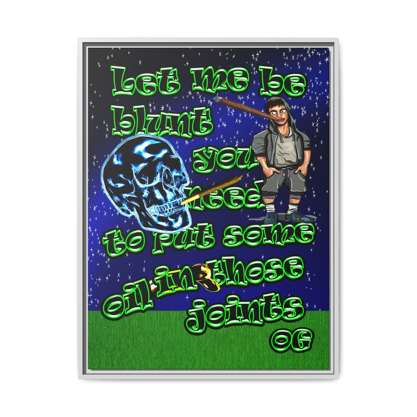 og - framed canvas art ('snoops' background)