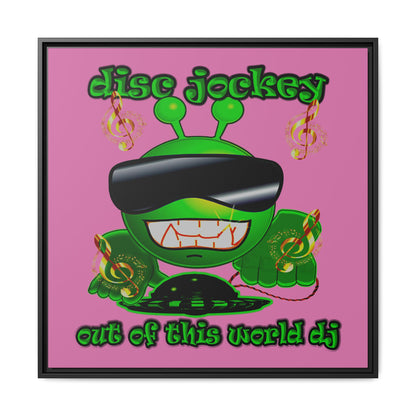 disc jockey - framed canvas art (light pink)