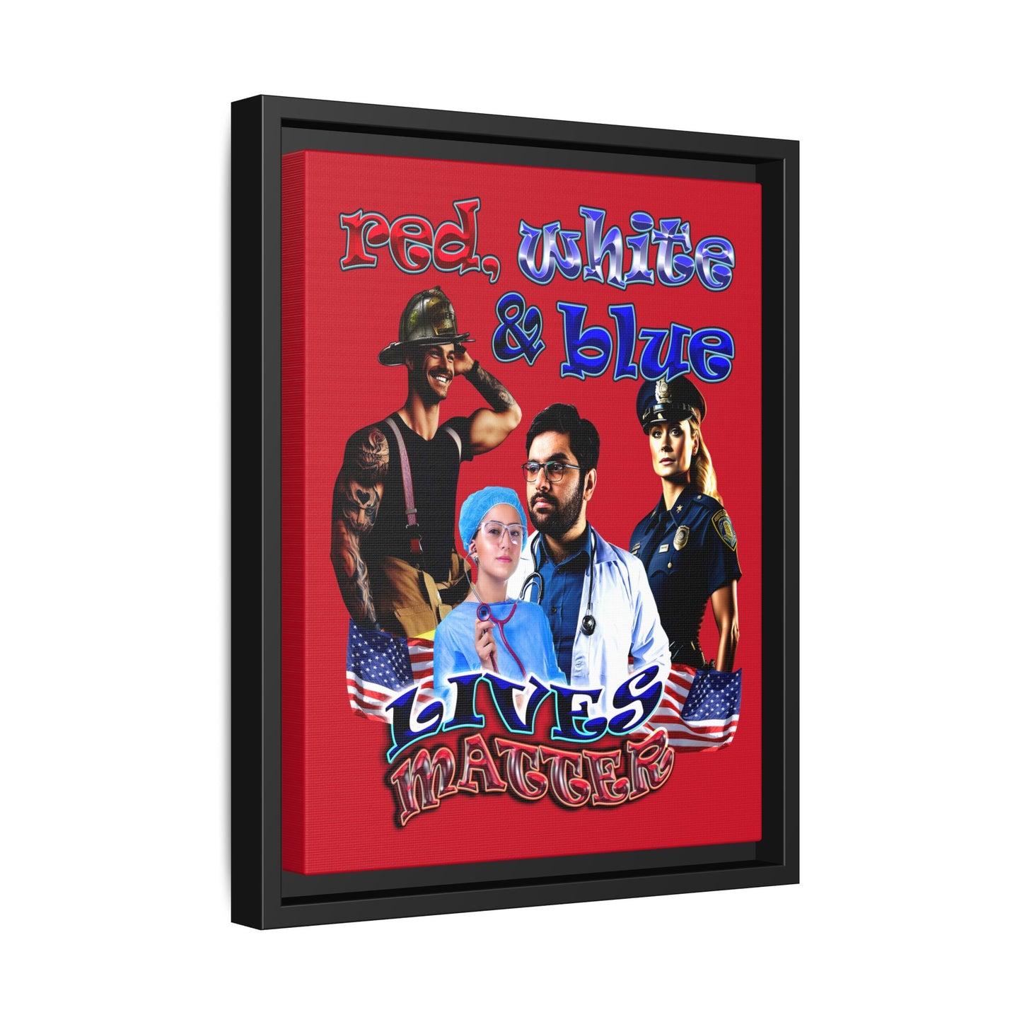 rw&b lives matter - framed canvas art (dark red)