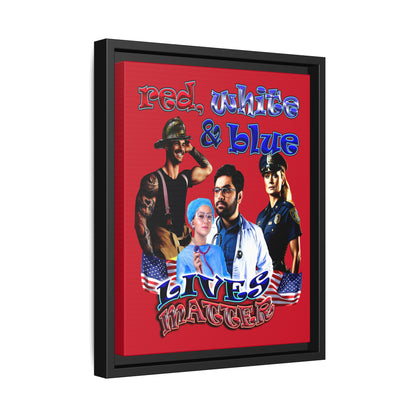 rw&b lives matter - framed canvas art (dark red)