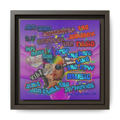 drop the beat - framed canvas art (purple-pink wave)