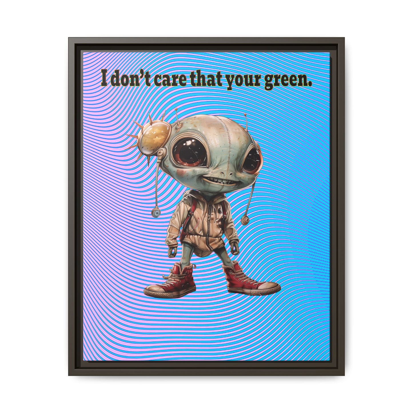 I don't care that your green - framed canvas art (light blue-purple wave)